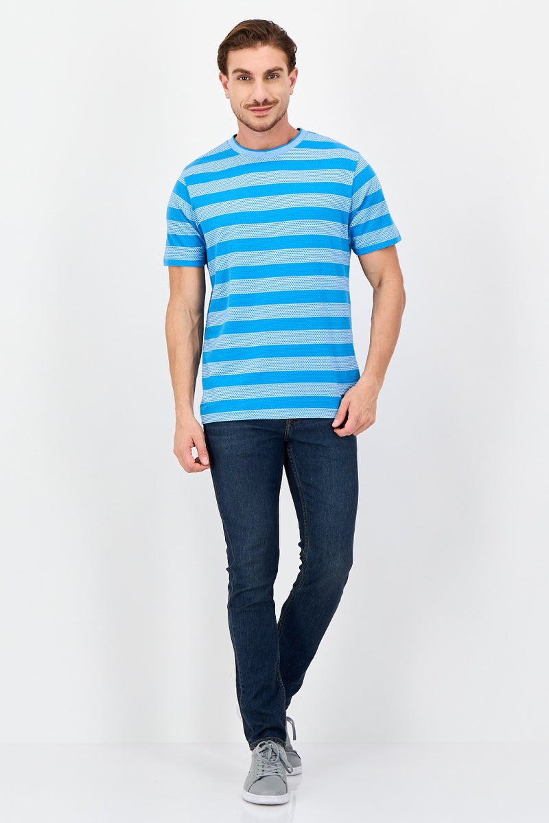 Bench تي شيرت قصير الأكمام للرجال بياقة دائرية مخطط، متعدد الألوان - Image 4